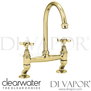 Clearwater COTBG Cottage Bridge Twin Lever Gold Kitchen Mixer Tap Spare Parts