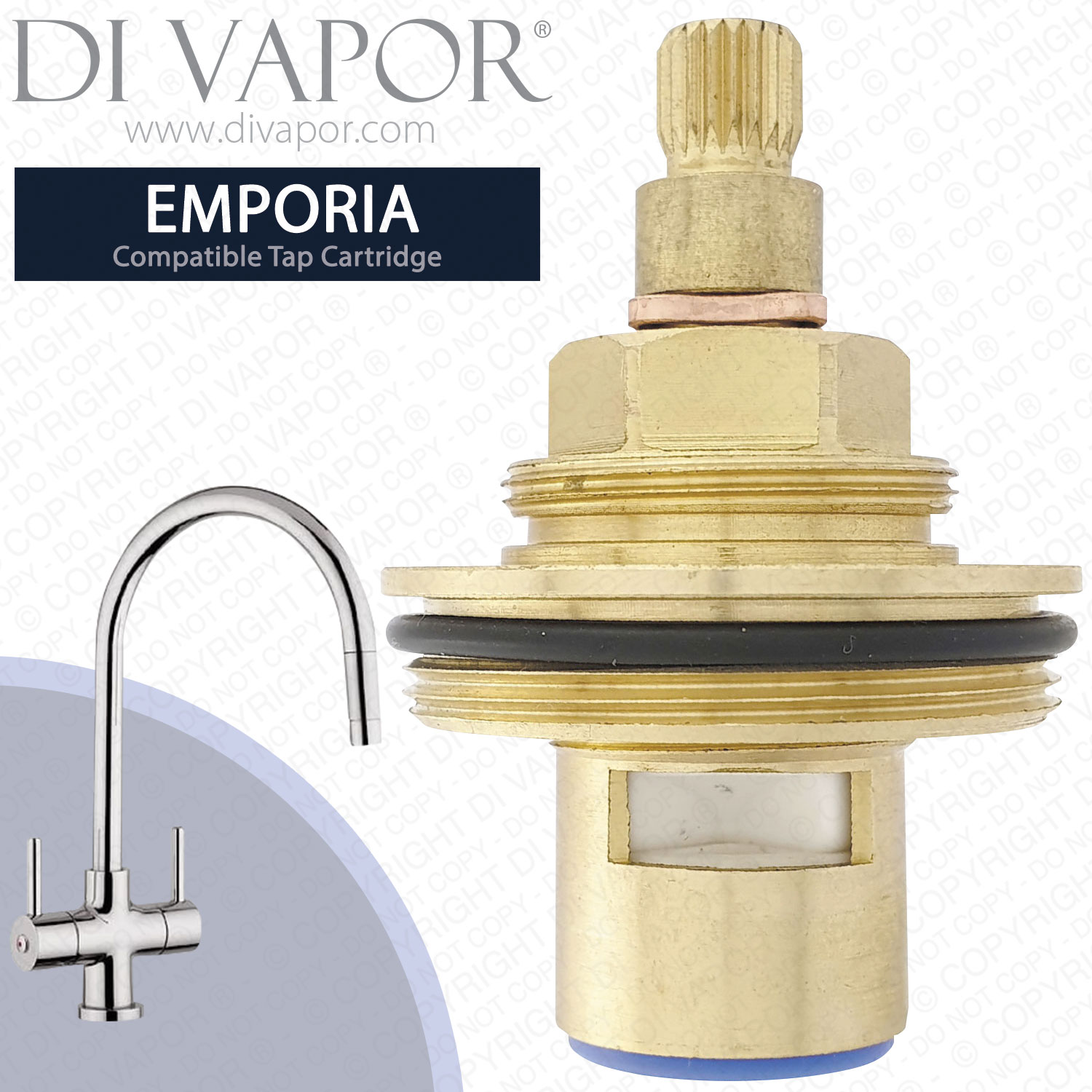 Clearwater Emporia Cold Tap Cartridge with Collar Compatible Spare - 20 Spline Version - CW-EP86-20