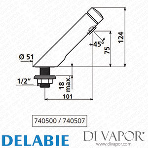 Delabie 740507 Temposoft 2 Time Flow Tap for Washbasins Spare Parts