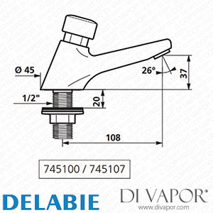 Delabie 745107 Tempostop Time Flow Tap 7 Seconds Spare Parts
