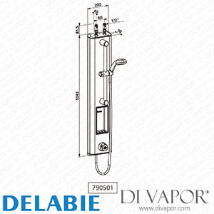 Delabie 790501 Shower Panel with Tempomix Time Flow Mixer Spare Parts