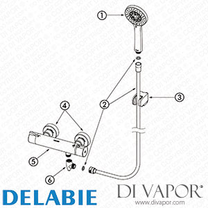 Delabie H9768HYG Shower Kit with Securitherm Thermostatic Mixer Spare Parts