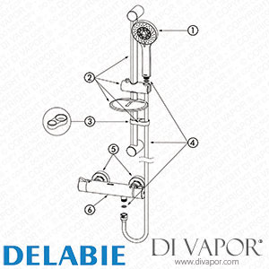 Delabie H9768KIT Shower Riser Rail with Securitherm Thermostatic Mixer Spare Parts