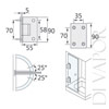 90 Degree Wall Mounted Shower Door Glass Hinge | Chrome Plated | Single Sided | Tapered Edges