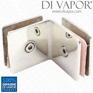 Di Vapor 90 Degree Stainless Steel Glass to Glass Corner Clamp Bracket for Shower Panel or Balustrade | 8mm to 10mm Glass