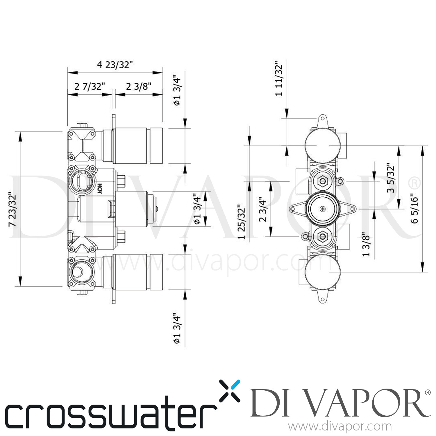 Crosswater DL2000RC Dial Shower Valve with Backplate & No Levers Spare