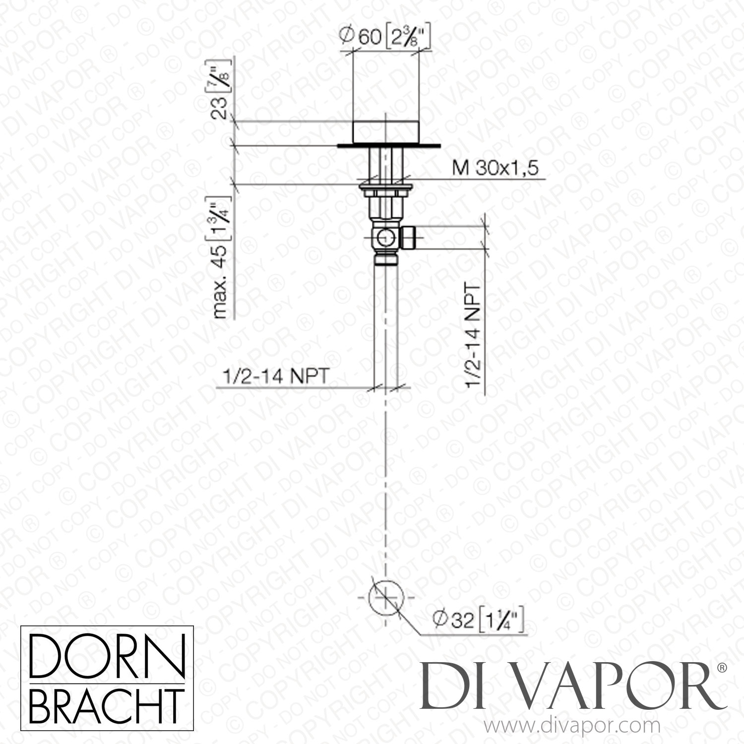 Dornbracht Cyo Deck Valve Clockwise Closing - Brushed Platinum Dorn Dv 1267  Spare Parts