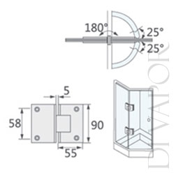 Stainless Steel 180° Hinge Door Bracket 