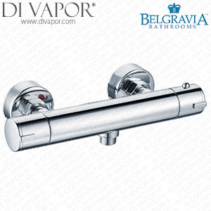 Belgravia DVT251 Round Chrome Thermostatic Shower Bar Valve - Bottom Outlet