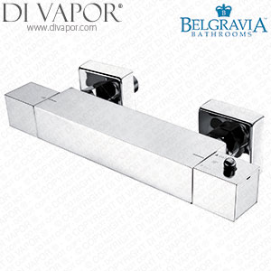 Belgravia Square Chrome Thermostatic Shower Bar Valve - Bottom Outlet - 150mm Inlets