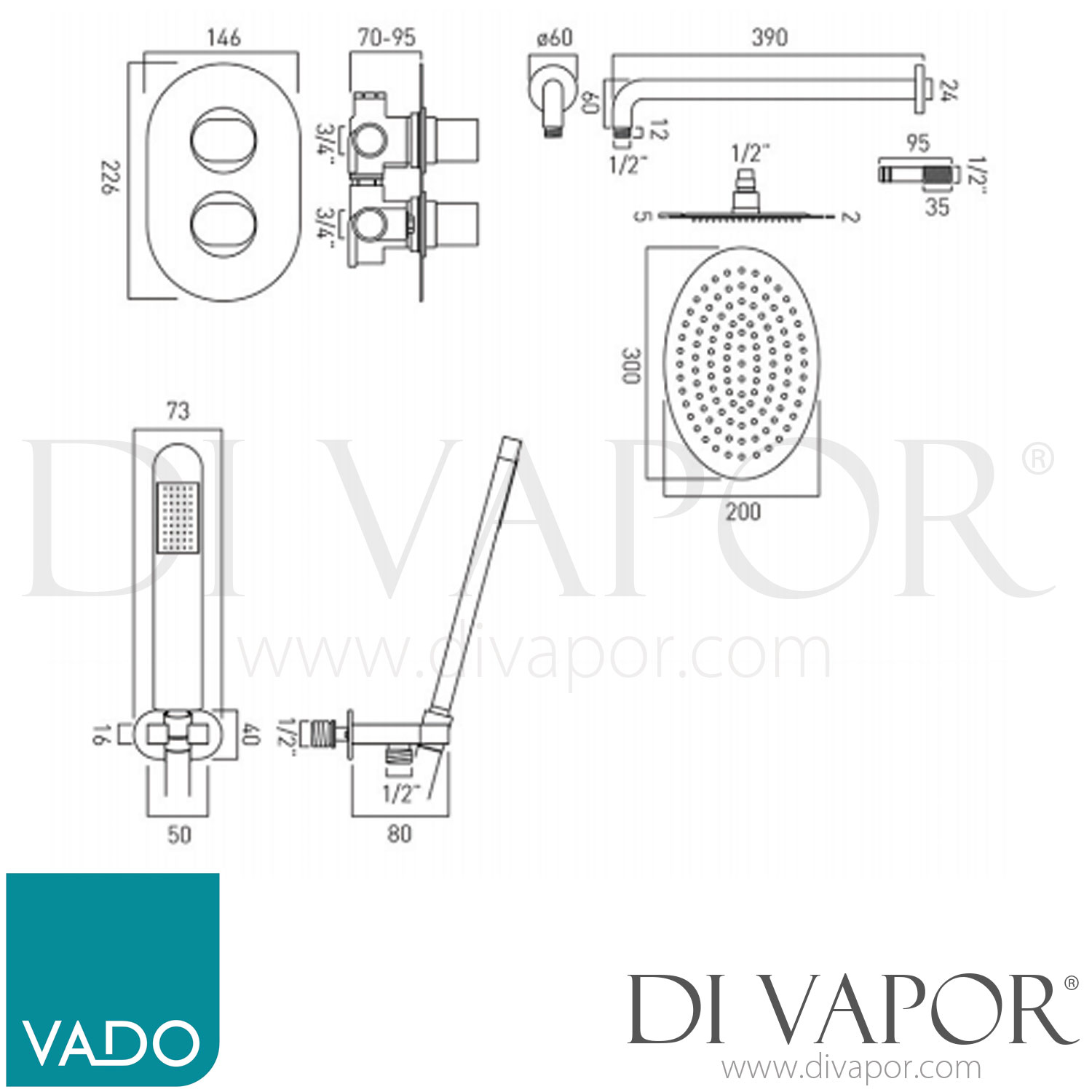 VADO DX172251LIFCP DX Life Shower Spare Parts