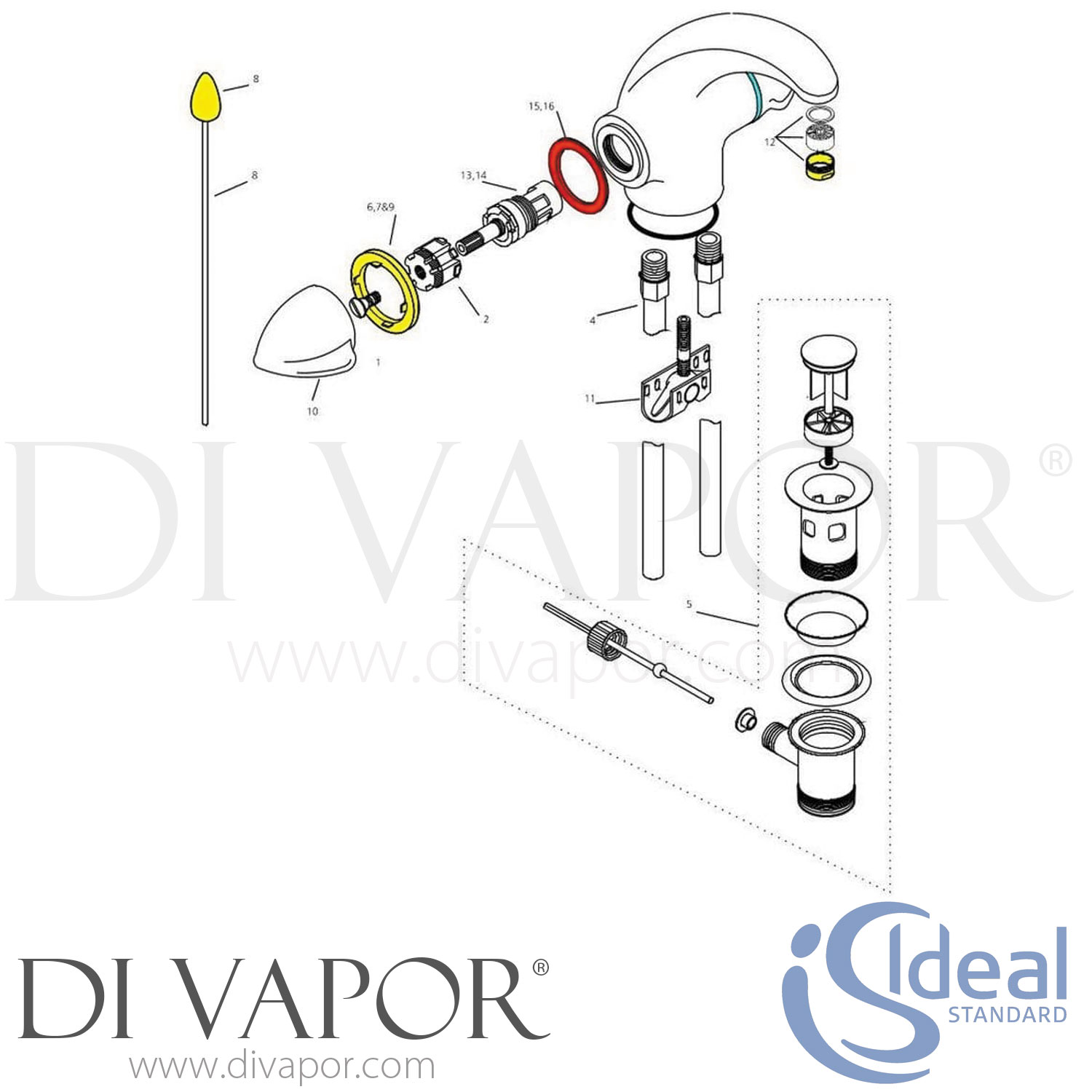 Ideal Standard E0106AA Academy Dual Control Basin Mixer Bathroom Tap