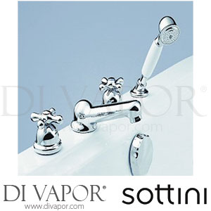 Sottini E5165AA Reprise Dual Control Four Taphole Bath Shower Mixer with Kit Spare Parts
