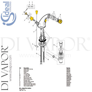 Ideal Standard Kingston Bidet Mixer Rim Mounted Piel Spare Parts E6118AA