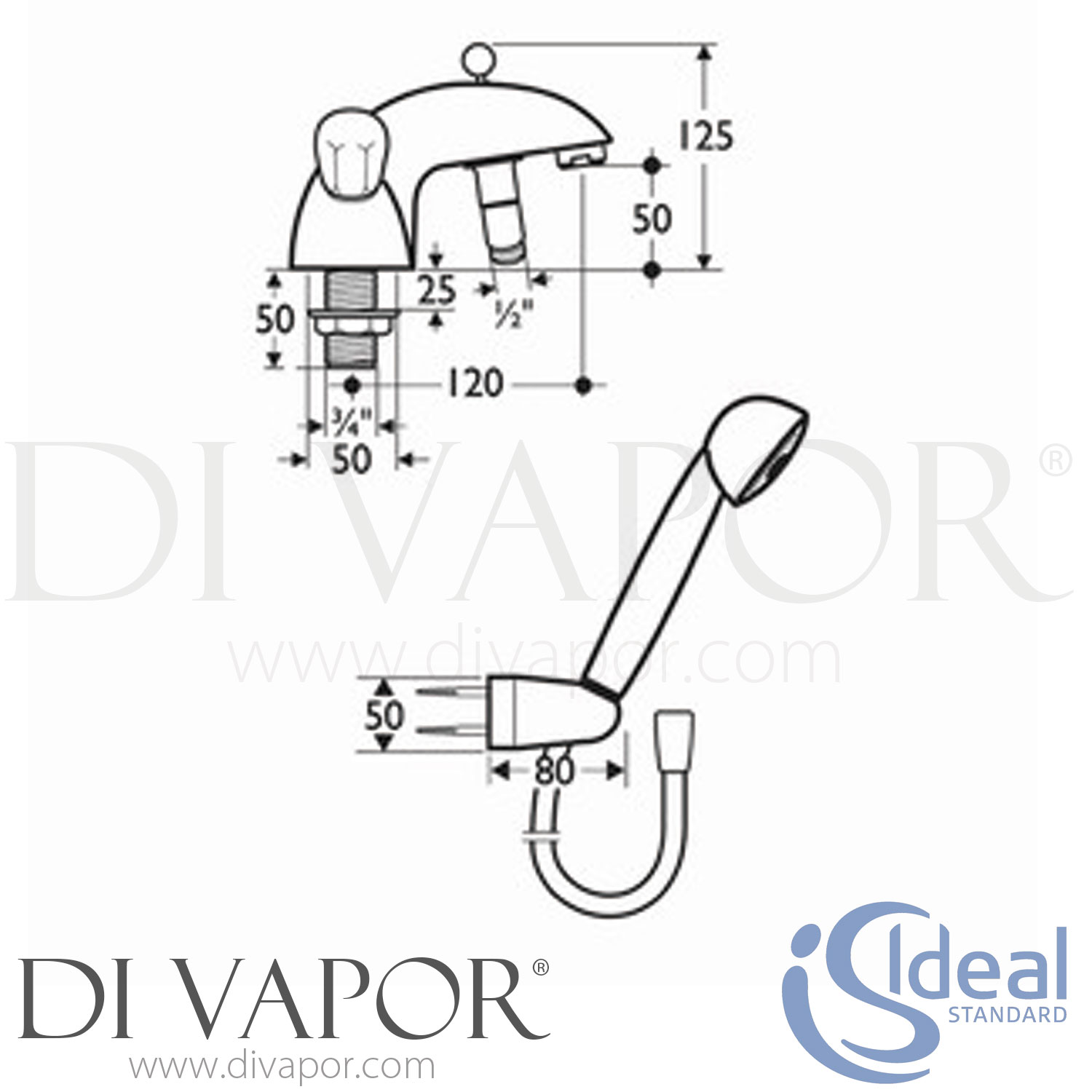 E6920aa Waterways Std Dual Control Two Taphole Standard Bath Shower
