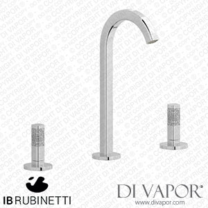 IB Rubinetti EI392CC_2 Elio Three Hole Washbasin Set Complete with Drain 60Degree Cut Spout and Coral Lever Spare Parts