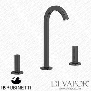 IB Rubinetti EI392CF_1 Elio Three Hole Washbasin Set Complete with Drain 60Degree Cut Spout and Plain Lever Spare Parts