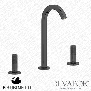 IB Rubinetti EI392CF_2 Elio Three Hole Washbasin Set Complete with Drain 60Degree Cut Spout and Coral Lever Spare Parts