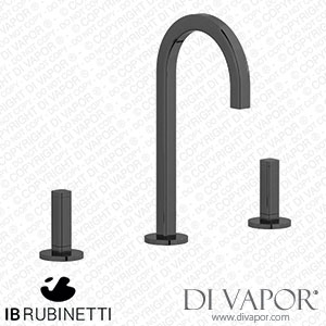 IB Rubinetti EI392CF_3 Elio Three Hole Washbasin Set Complete with Drain Full Arch Spout and Plain Lever Spare Parts