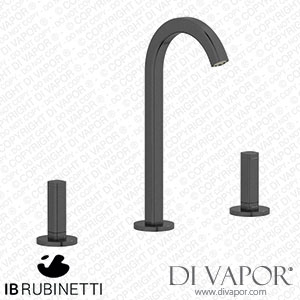 IB Rubinetti EI392CS_1 Elio Three Hole Washbasin Set Complete with Drain 60Degree Cut Spout and Plain Lever Spare Parts