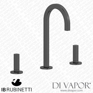 IB Rubinetti EI392CS_3 Elio Three Hole Washbasin Set Complete with Drain Full Arch Spout and Plain Lever Spare Parts