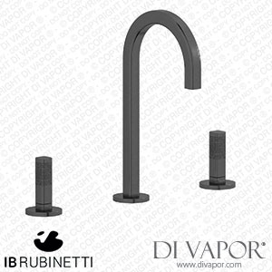 IB Rubinetti EI392CS_4 Elio Three Hole Washbasin Set Complete with Drain Full Arch Spout and Coral Lever Spare Parts
