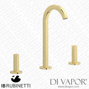 IB Rubinetti EI392II_1 Elio Three Hole Washbasin Set Complete with Drain 60Degree Cut Spout and Plain Lever Spare Parts