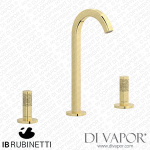 IB Rubinetti EI392II_2 Elio Three Hole Washbasin Set Complete with Drain 60Degree Cut Spout and Coral Lever Spare Parts