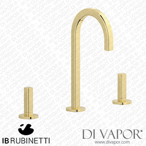 IB Rubinetti EI392II_3 Elio Three Hole Washbasin Set Complete with Drain Full Arch Spout and Plain Lever Spare Parts