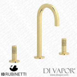 IB Rubinetti EI392II_4 Elio Three Hole Washbasin Set Complete with Drain Full Arch Spout and Coral Lever Spare Parts