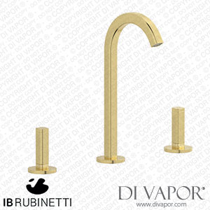 IB Rubinetti EI392IS_1 Elio Three Hole Washbasin Set Complete with Drain 60Degree Cut Spout and Plain Lever Spare Parts