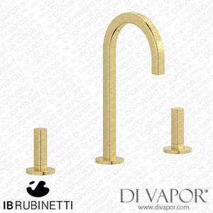 IB Rubinetti EI392IS_3 Elio Three Hole Washbasin Set Complete with Drain Full Arch Spout and Plain Lever Spare Parts