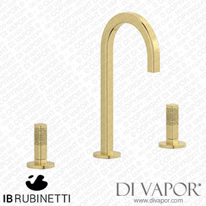 IB Rubinetti EI392IS_4 Elio Three Hole Washbasin Set Complete with Drain Full Arch Spout and Coral Lever Spare Parts