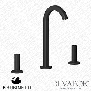 IB Rubinetti EI392NP_1 Elio Three Hole Washbasin Set Complete with Drain 60Degree Cut Spout and Plain Lever Spare Parts