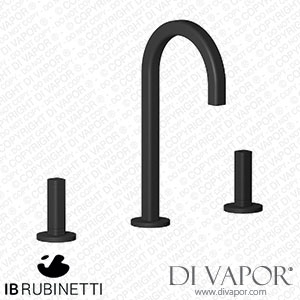 IB Rubinetti EI392NP_3 Elio Three Hole Washbasin Set Complete with Drain Full Arch Spout and Plain Lever Spare Parts
