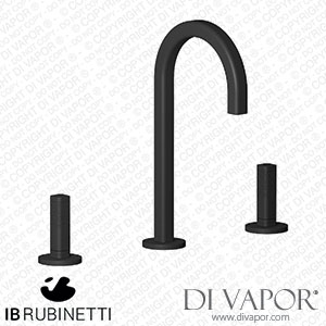IB Rubinetti EI392NP_4 Elio Three Hole Washbasin Set Complete with Drain Full Arch Spout and Coral Lever Spare Parts