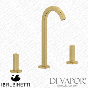 IB Rubinetti EI392ON_1 Elio Three Hole Washbasin Set Complete with Drain 60Degree Cut Spout and Plain Lever Spare Parts