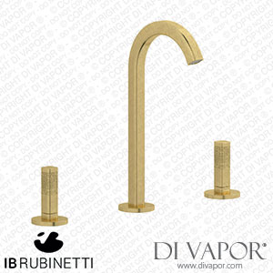 IB Rubinetti EI392ON_2 Elio Three Hole Washbasin Set Complete with Drain 60Degree Cut Spout and Coral Lever Spare Parts