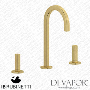 IB Rubinetti EI392ON_3 Elio Three Hole Washbasin Set Complete with Drain Full Arch Spout and Plain Lever Spare Parts