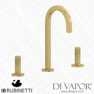 IB Rubinetti EI392ON_4 Elio Three Hole Washbasin Set Complete with Drain Full Arch Spout and Coral Lever Spare Parts
