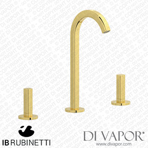 IB Rubinetti EI392OO_1 Elio Three Hole Washbasin Set Complete with Drain 60Degree Cut Spout and Plain Lever Spare Parts