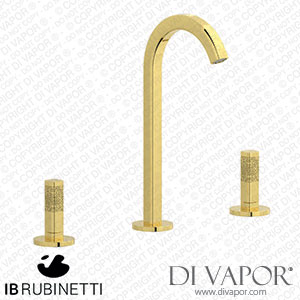 IB Rubinetti EI392OO_2 Elio Three Hole Washbasin Set Complete with Drain 60Degree Cut Spout and Coral Lever Spare Parts