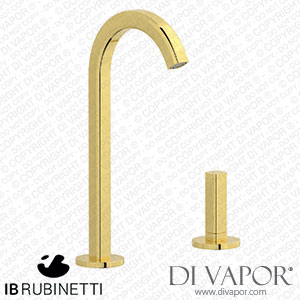 IB Rubinetti EI392OO_4 Elio Three Hole Washbasin Set Complete with Drain Full Arch Spout and Coral Lever Spare Parts