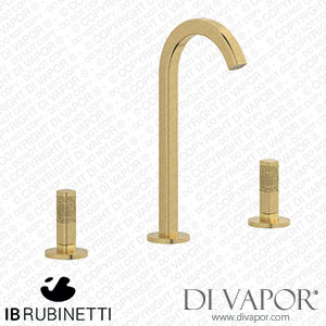IB Rubinetti EI392OS_2 Elio Three Hole Washbasin Set Complete with Drain 60Degree Cut Spout and Coral Lever Spare Parts