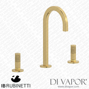IB Rubinetti EI392OS_4 Elio Three Hole Washbasin Set Complete with Drain Full Arch Spout and Coral Lever Spare Parts