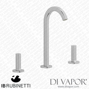 IB Rubinetti EI392SS_1 Elio Three Hole Washbasin Set Complete with Drain 60Degree Cut Spout and Plain Lever Spare Parts