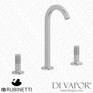 IB Rubinetti EI392SS_2 Elio Three Hole Washbasin Set Complete with Drain 60Degree Cut Spout and Coral Lever Spare Parts