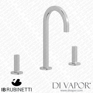 IB Rubinetti EI392SS_3 Elio Three Hole Washbasin Set Complete with Drain Full Arch Spout and Plain Lever Spare Parts