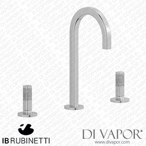 IB Rubinetti EI392SS_4 Elio Three Hole Washbasin Set Complete with Drain Full Arch Spout and Coral Lever Spare Parts