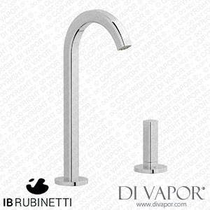 IB Rubinetti EI394CC_1 Elio Washbasin Two Hole Mixer with Hydroprogressive Cartridge Complete with Drain 60Degree Cut Spout and Plain Lever Spare Parts
